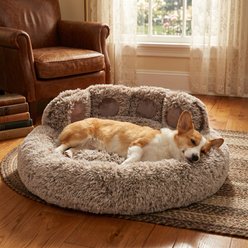 Kylinsure Round Plush Calming Donut Dog & Cat Bed, Brown, Large