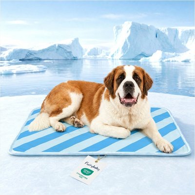 furrybaby furrybaby Dog & Cat Cooling Crate Mat, Blue Stripe, X-Large