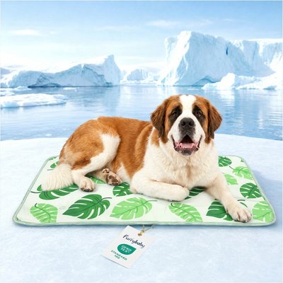 furrybaby furrybaby Indoor & Outdoor Dog & Cat Cooling Crate Mat, Green Leaf, X-Large