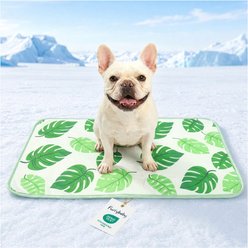 furrybaby Indoor & Outdoor Dog & Cat Cooling Crate Mat, Green Leaf, Medium