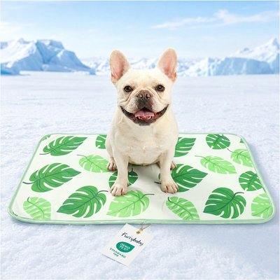 furrybaby furrybaby Indoor & Outdoor Dog & Cat Cooling Crate Mat, Green Leaf, Medium