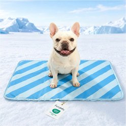 furrybaby Dog & Cat Cooling Crate Mat, Blue Stripe, Medium