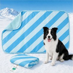 furrybaby Dog & Cat Cooling Crate Mat, Blue Stripe, Large slide 1 of 9