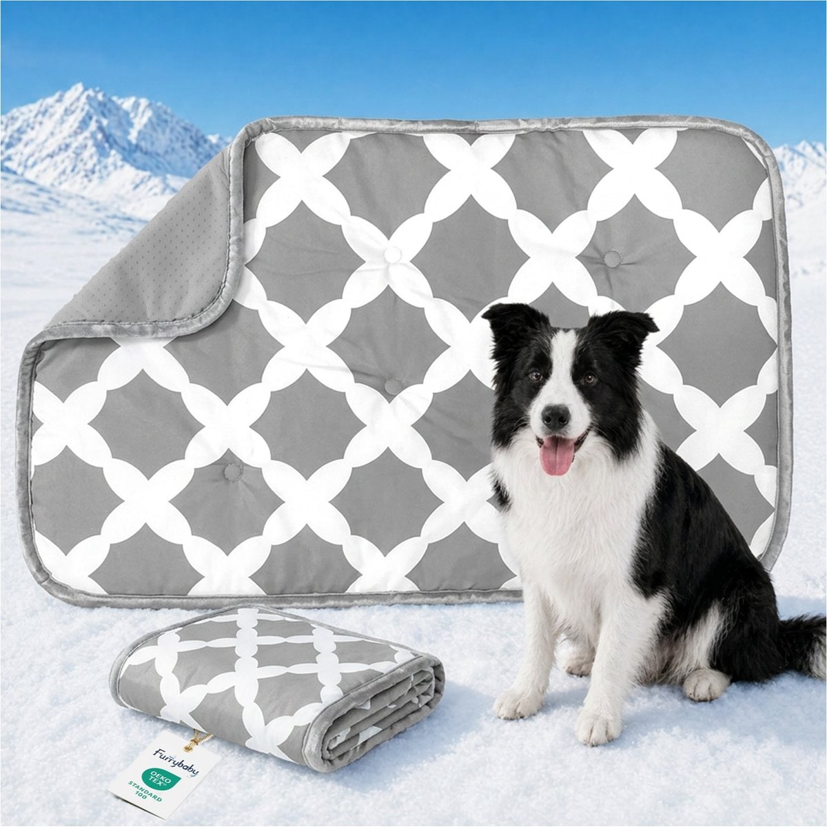 furrybaby Grey Trellis Cooling Dog & Cat Crate Mat, Large