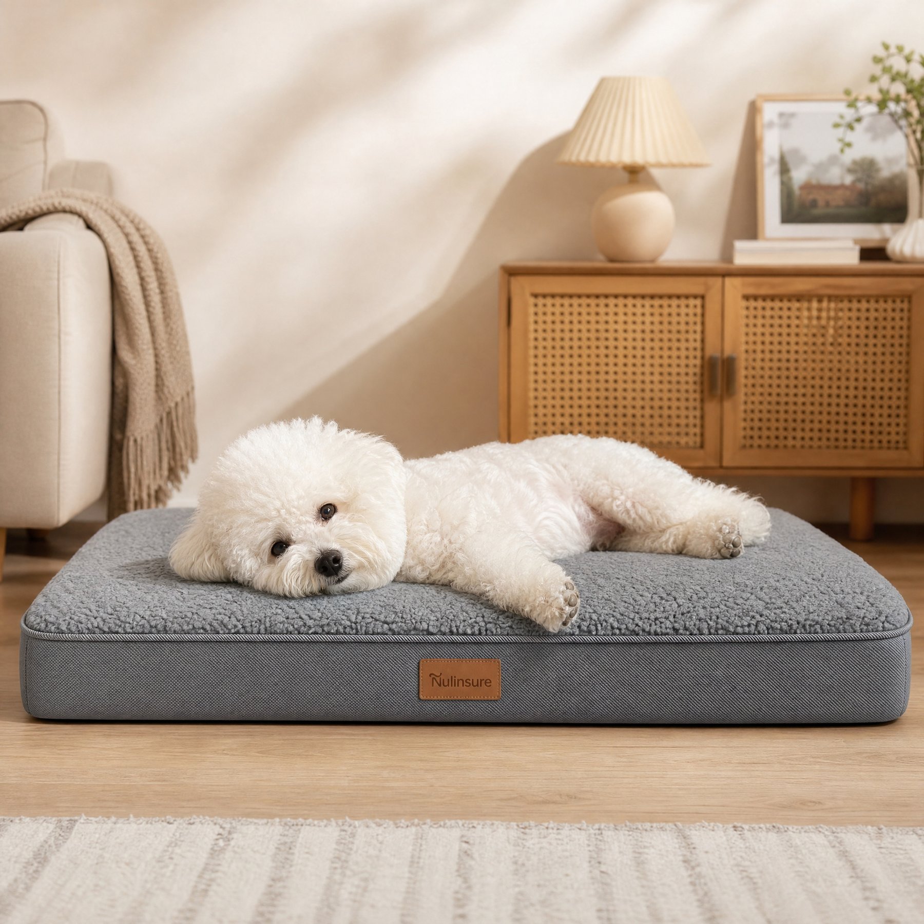 Kylinsure Orthopedic Pillow Dog & Cat Bed with Removable Cover, Grey, Small