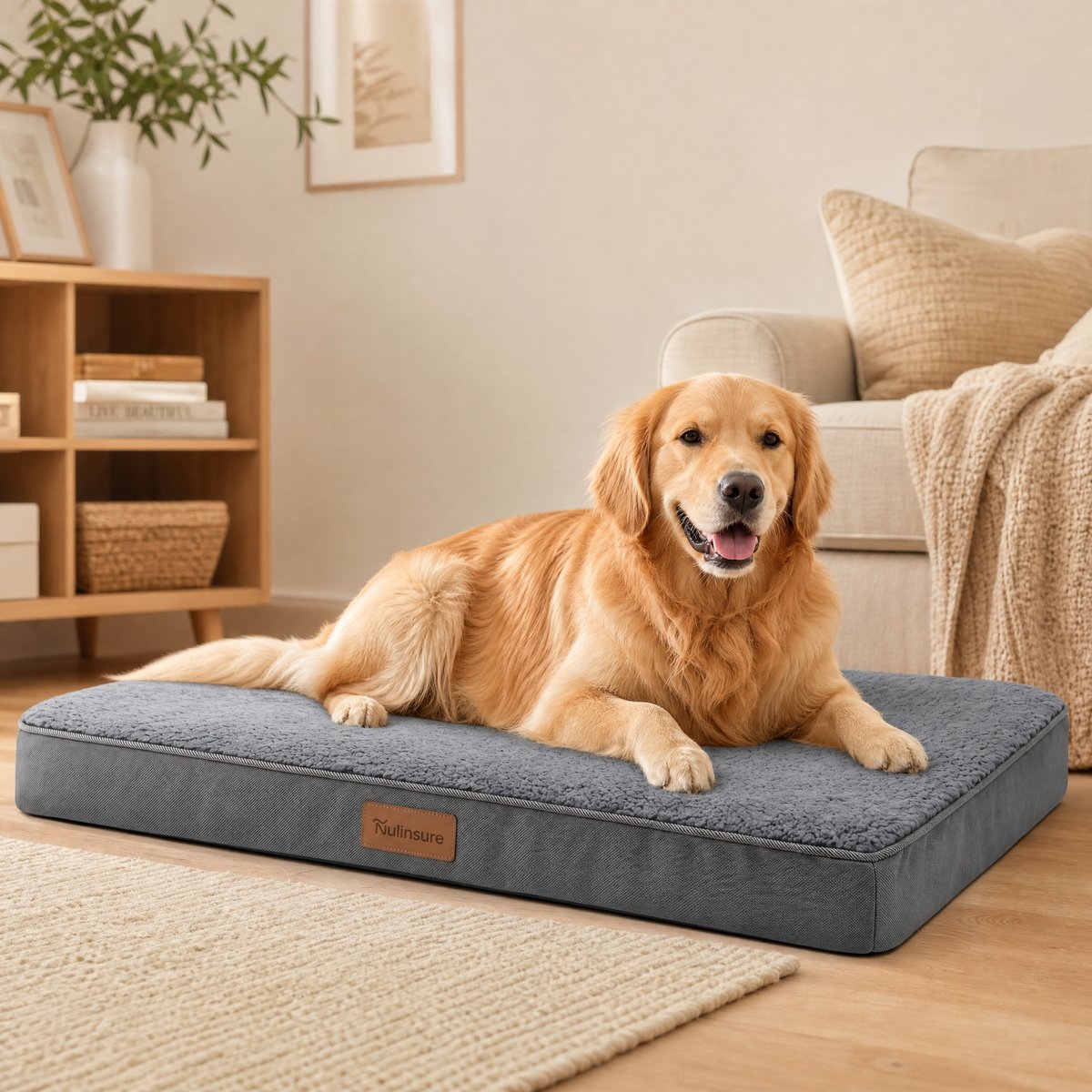 Kylinsure Orthopedic Pillow Dog & Cat Bed with Removable Cover, Grey, X-Large