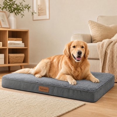 Kylinsure Orthopedic Pillow Dog & Cat Bed with Removable Cover, Grey, X-Large
