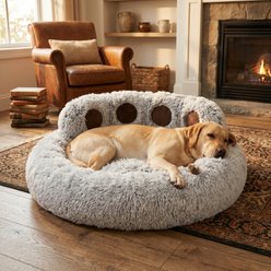 Kylinsure Round Plush Calming Donut Dog & Cat Bed, Light Grey, XX-Large