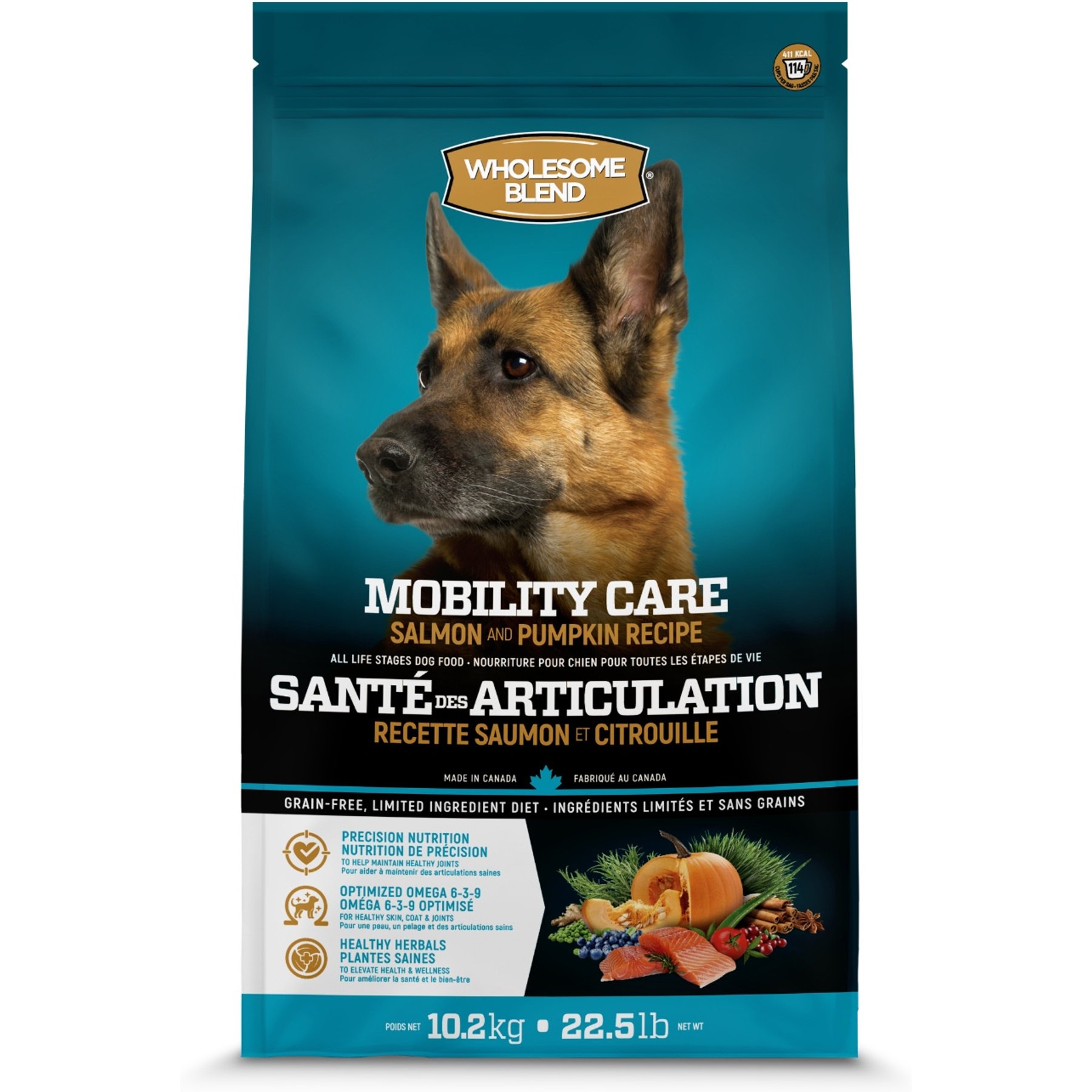 Wholesome Blend Grain-Free Mobility Care Large Breed Salmon & Pumpkin ALS Dry Dog Food, 22.5-lb bag