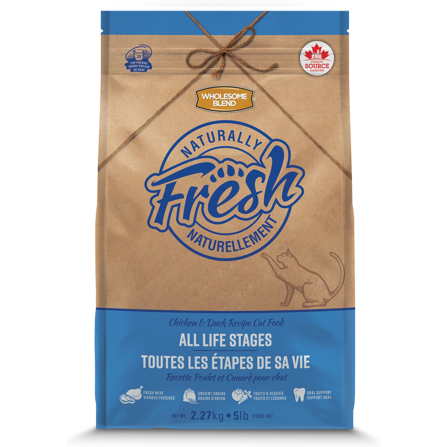 Wholesome Blend Naturally Fresh Chicken & Duck All Life Stages Dry Cat Food, 5-lb bag