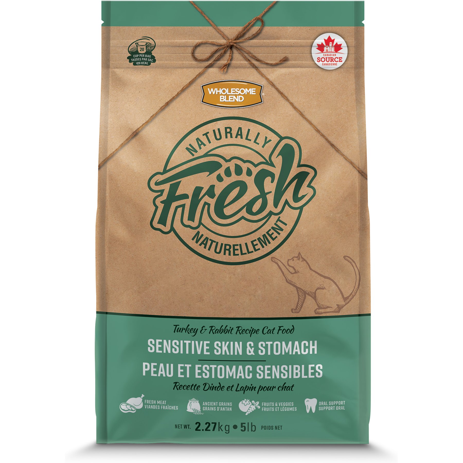 Wholesome Blend Naturally Fresh Turkey & Rabbit Sensitive Skin & Stomach Dry Cat Food, 5-lb bag