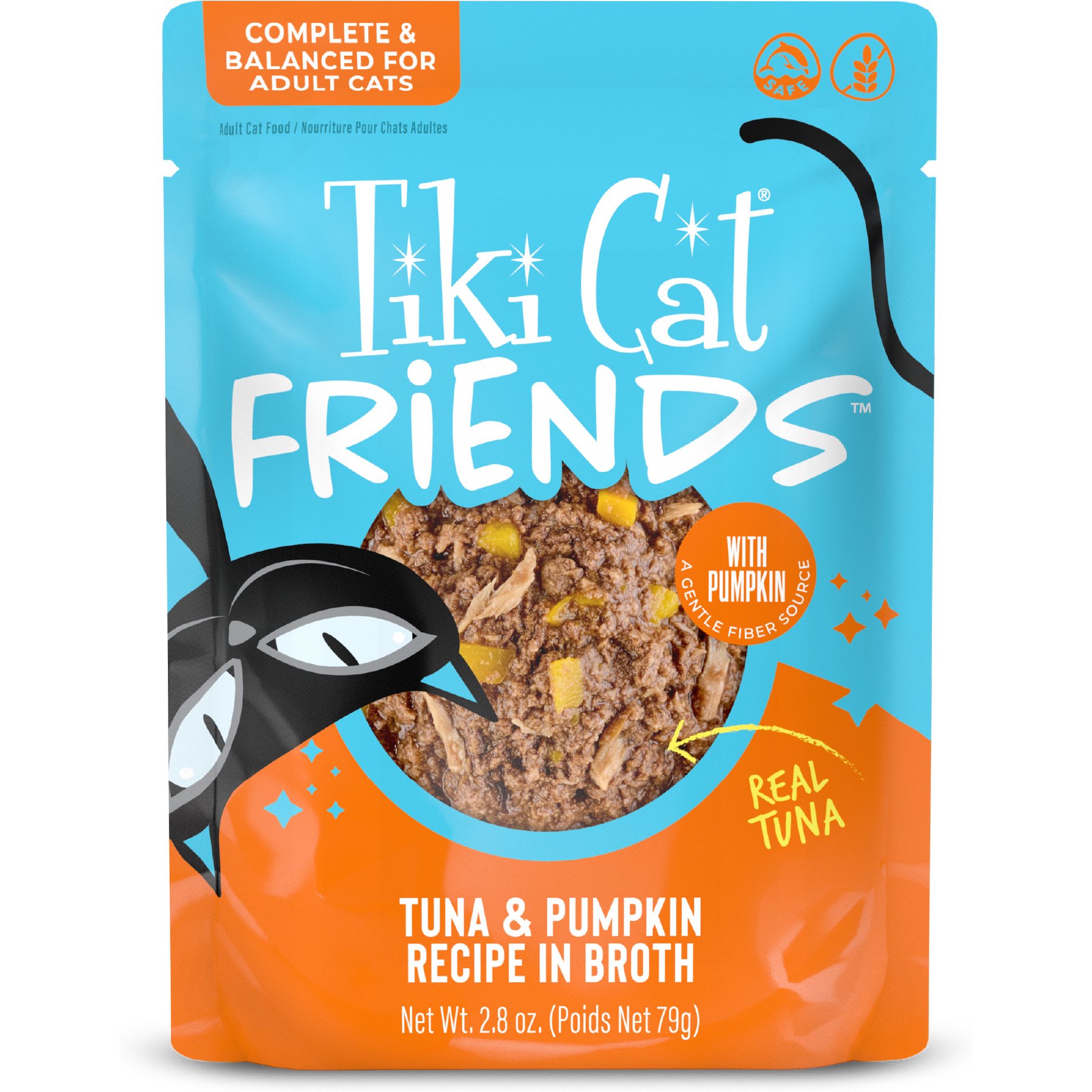 Tiki Cat Friends Tuna & Pumpkin Recipe Grain-Free Wet Cat Food, 2.8-oz pouch, case of 12