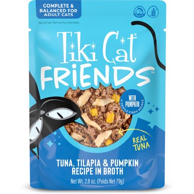 Tiki Cat Tiki Cat Friends Tuna, Tilapia & Pumpkin Recipe Grain-Free Wet Cat Food, 2.8-oz pouch, case of 12