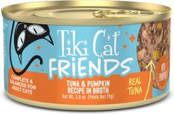 Tiki Cat Friends Tuna & Pumpkin Recipe Grain-Free Wet Cat Food, 2.8-oz can, case of 12