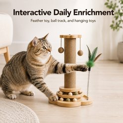 NonoPets Mushroom Sisal 15.75-in Polyester Cat Scratching Post with Teaser Toys, Beige slide 2 of 8