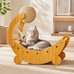 NonoPets Moon Shape 22-in Polyester Cat Scratching Board & Scratch Ball, Beige