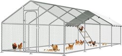 Xbrigh Spire-Roof Metal Chicken Coop with Adjustable, 26.2 x 9.9 x 6.4-ft