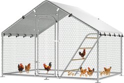 Xbrigh Spire-Roof Metal Chicken Coop with Adjustable, 9.9 x 4.9 x 6.4 ft