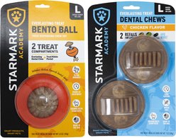 Starmark Everlasting Treat Bento Ball Tough Dog Chew Toy, Large + Starmark Everlasting Chicken Flavored Large Dental Dog Treats, 2 count
