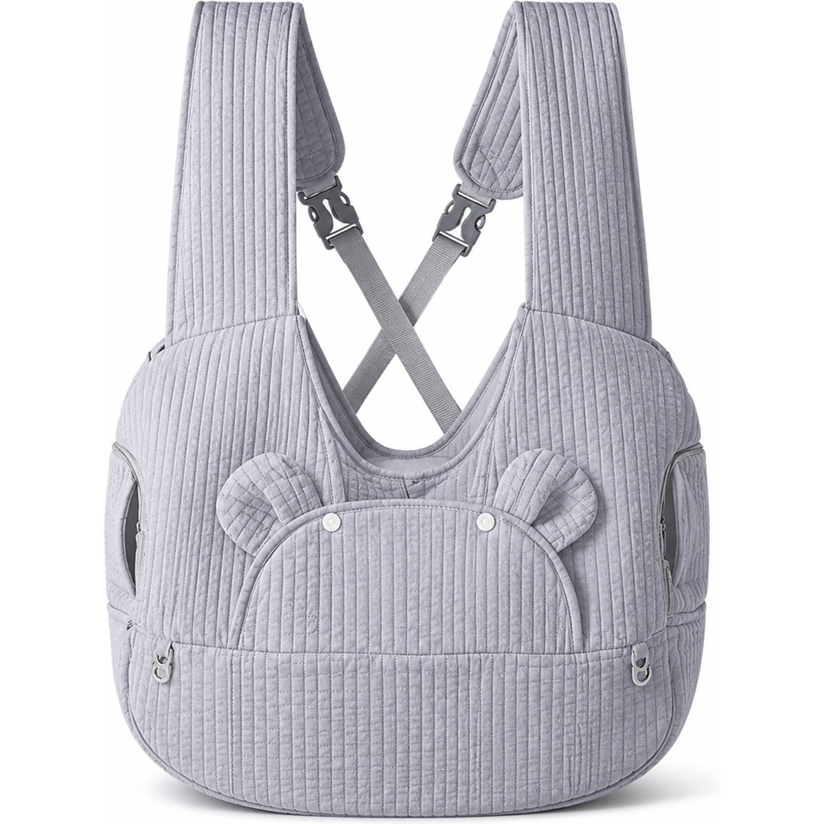 NonoPets Ergonomic Hands-Free Soft Front Carrier Sling Dog & Cat Travel Bag, Grey
