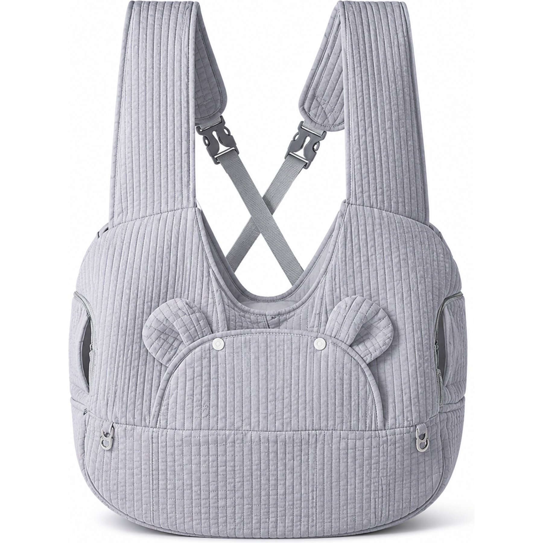 NonoPets Ergonomic Hands-Free Soft Front Carrier Sling Dog & Cat Travel Bag, Grey