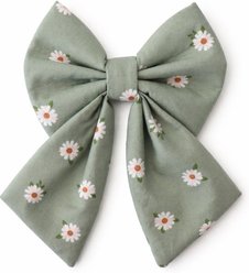 DAPPER DEXTER Flowers Sailor Bow Dog Collar Accessory, Sage Green, One Size