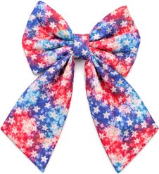 DAPPER DEXTER RWB Tie Dye Stars Sailor Bow Dog Collar Accessory, Red, One Size