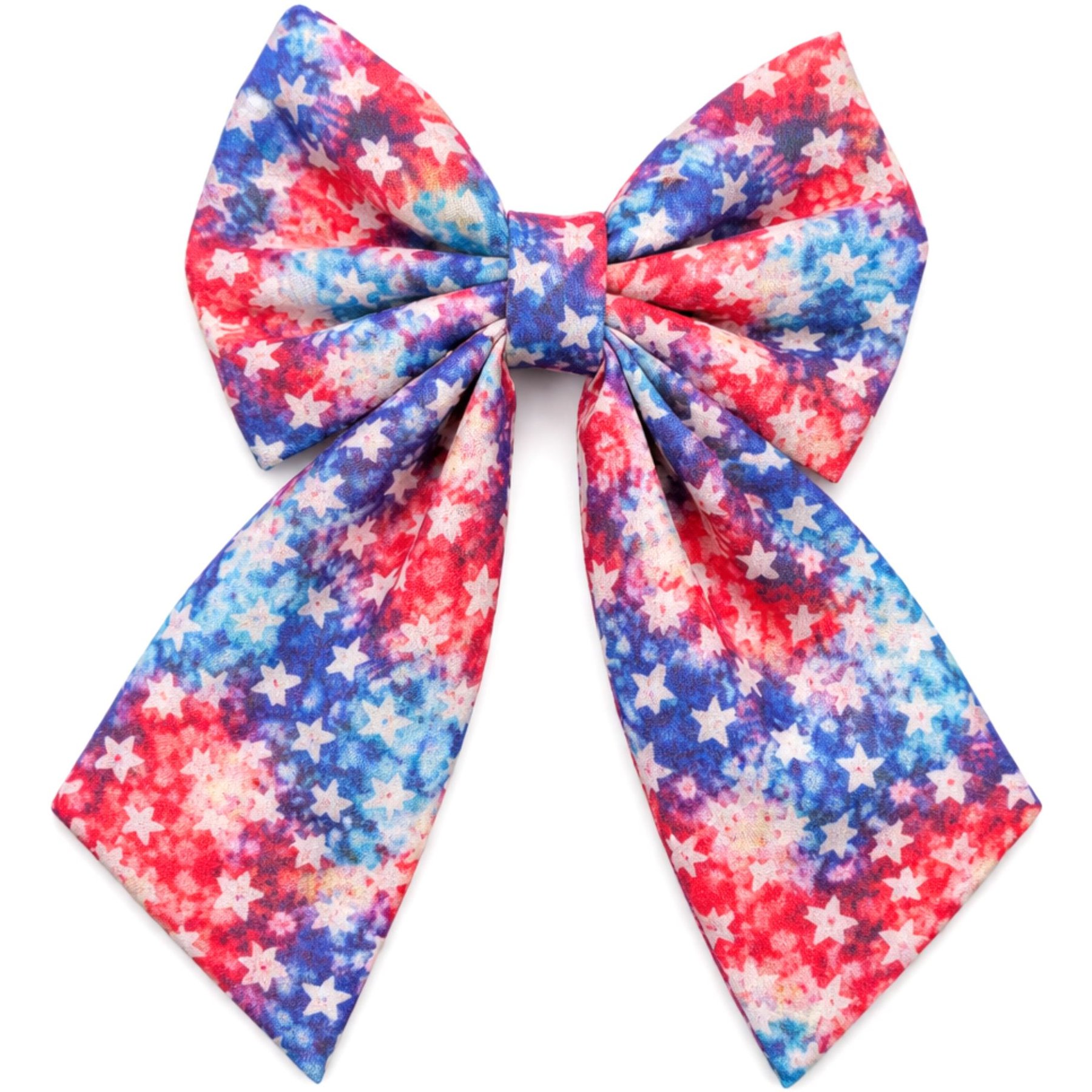 DAPPER DEXTER RWB Tie Dye Stars Sailor Bow Dog Collar Accessory, Red, One Size