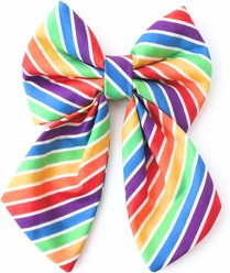DAPPER DEXTER Stripes Sailor Bow Dog Collar Accessory, Rainbow, One Size