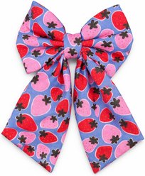 DAPPER DEXTER Strawberry Sailor Bow Dog Collar Accessory, Blue/Pink/Red, One Size