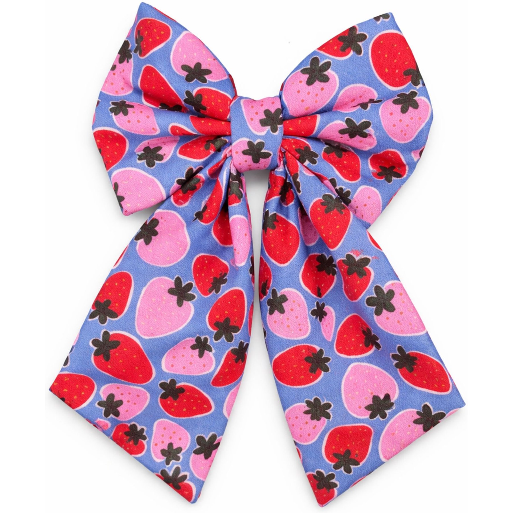 DAPPER DEXTER Strawberry Sailor Bow Dog Collar Accessory, Blue/Pink/Red, One Size