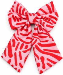 DAPPER DEXTER Abstract Sailor Bow Dog Collar Accessory, Pink/Red, One Size