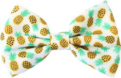 DAPPER DEXTER Pineapple Accessories Dog Bow Tie, White/Yellow, One Size