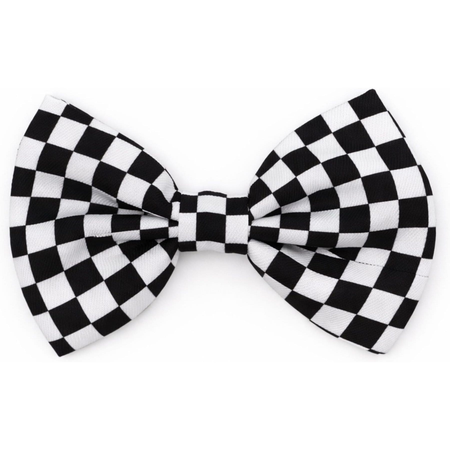 DAPPER DEXTER Checkered Accessories Dog Bow Tie, One Size, Black/White