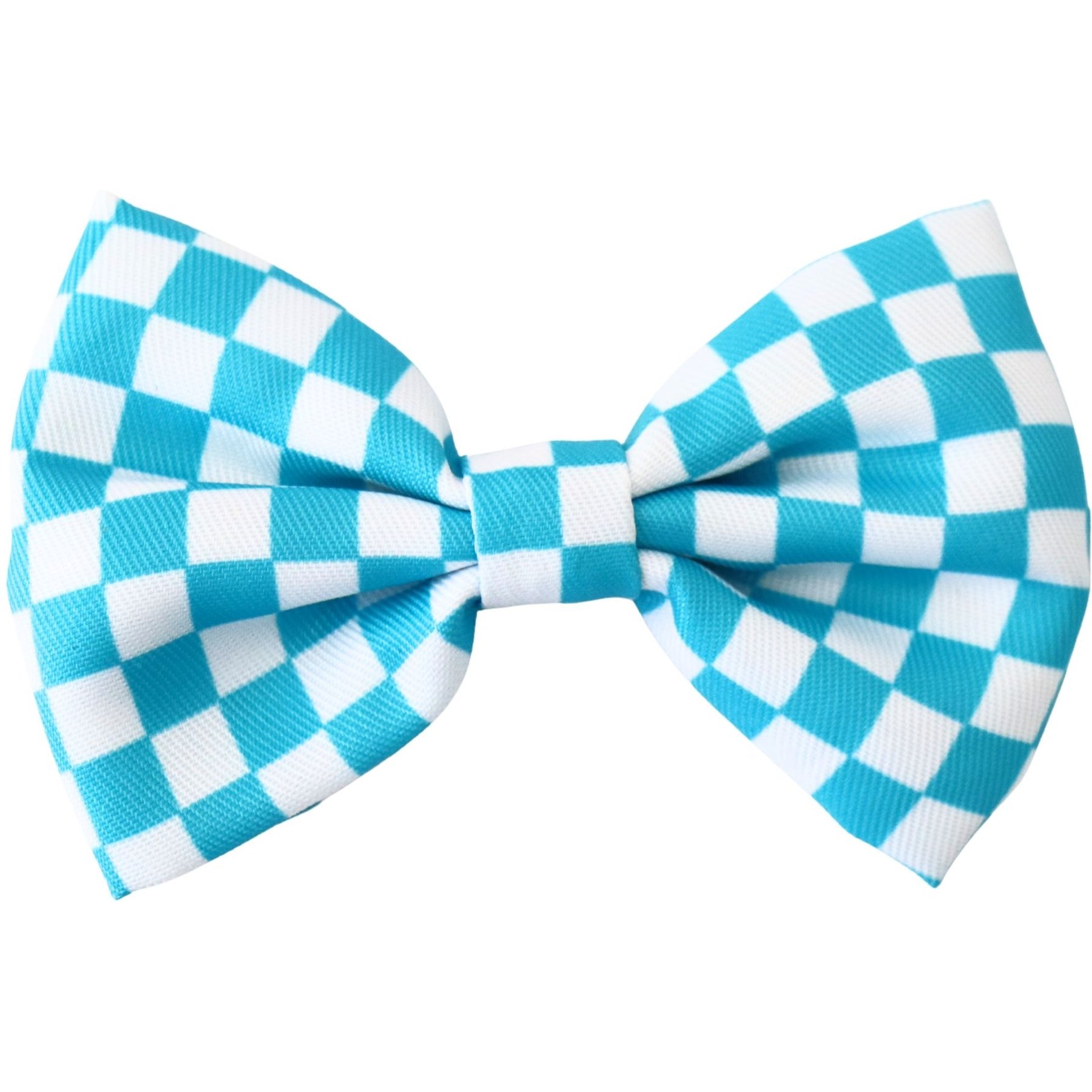 DAPPER DEXTER Checkered Accessories Dog Bow Tie, One Size, Aqua/White