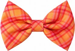 DAPPER DEXTER Plaid Accessories Dog Bow Tie, One Size, Orange