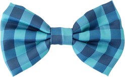 DAPPER DEXTER Plaid Accessories Dog Bow Tie, One Size, Aqua/Navy slide 1 of 2
