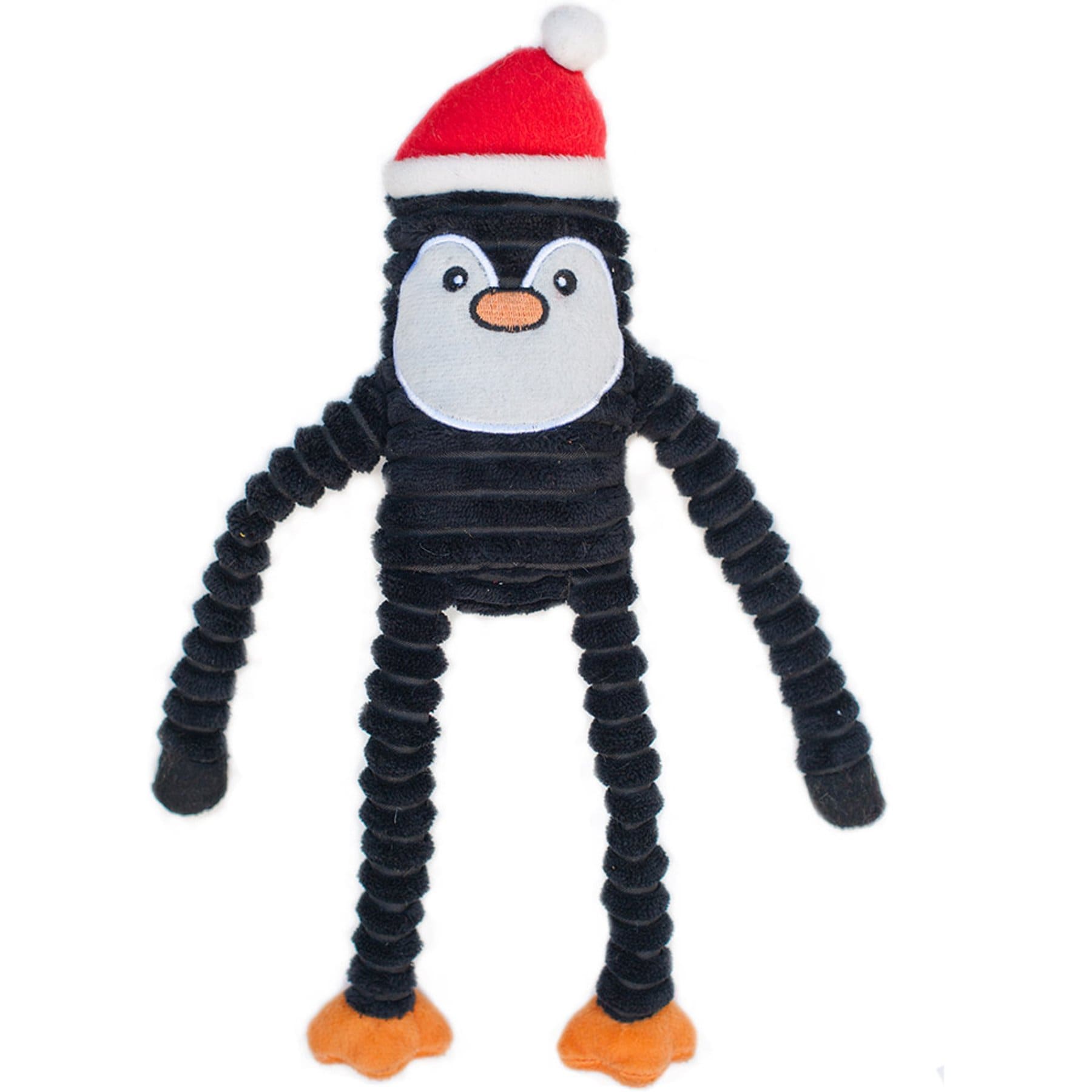 ZippyPaws Holiday Crinkle Penguin Squeaky Plush Dog Toy, Multicolor, Small