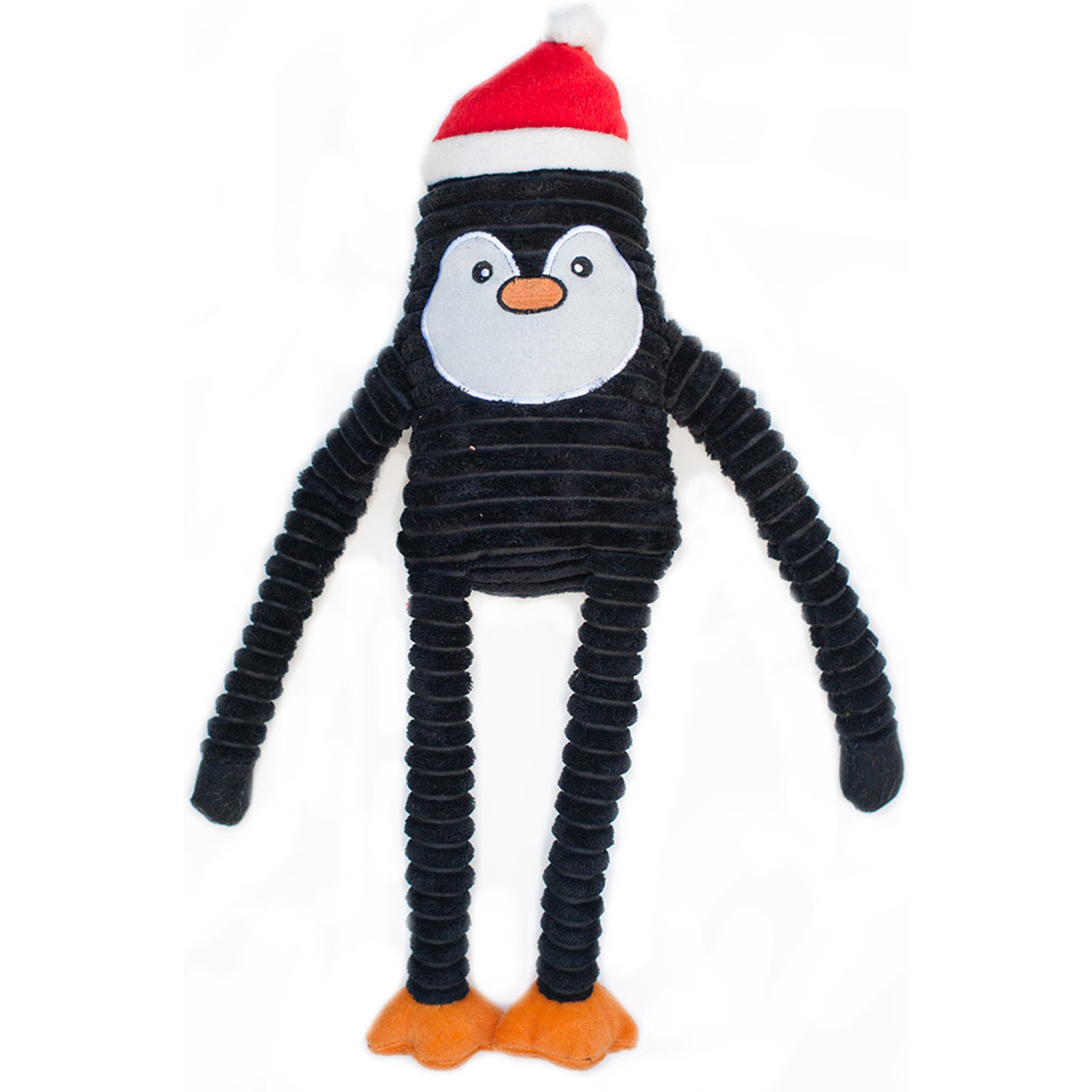 ZippyPaws Holiday Crinkle Penguin Squeaky Plush Dog Toy, Multicolor, Large