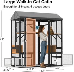 TIMHAKA Indoor & Outdoor Wooden Cat House with Waterproof Cover, Black, 63 x 31.5 x 71-in slide 2 of 7