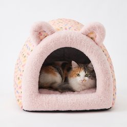 Tugzelle Playful Hut Cat Bed, Pink, Medium
