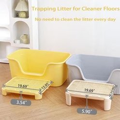 NonoPets Elevated Step Platform Anti-Tracking Double-Layer Cat Litter Mat, White, 19.69 x 15.94 x 3.54-in slide 2 of 9