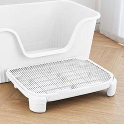 NonoPets Elevated Step Platform Anti-Tracking Double-Layer Cat Litter Mat, White, 19.69 x 15.94 x 3.54-in