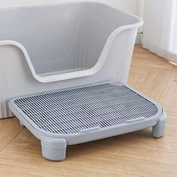 NonoPets Elevated Step Platform Anti-Tracking Double-Layer Cat Litter Mat, Grey, 19.69 x 15.94 x 3.54-in