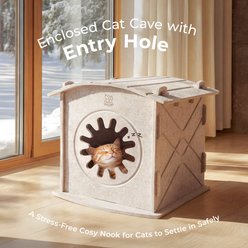 Kseroo Scratch-Resistant Warm Insulated Covered Felt Cave Indoor Polyester Modern Cat House, Medium, Beige slide 2 of 9