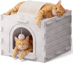 Kseroo Warm Insulated Covered Cave Strong Scratch-Resistant Capacity Polyester Modern Cat House, Beige, Medium