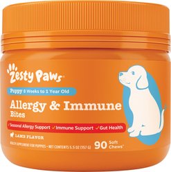 Zesty Paws Puppy Allergy & Immune Bites Lamb Flavor Soft Chews Allergies, Immune, & Gut Support Supplement for Dogs, 90 count