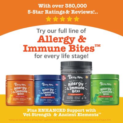 Show full view: Zesty Paws Allergy & Immune Bites Lamb Flavored Soft Chews Allergies, Immune, & Gut Support Supplement for Dogs, 90 count slide 7 of 8