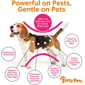 Zesty Paws Flea & Tick Veterinary Formulated Soothing Deodorizing Shampoo for Dogs, 16-fl oz bottle