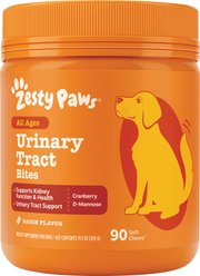 Zesty Paws Urinary Tract Bites Bacon Flavored Soft Chews Cranberry Bladder Kidney Supplement for Dogs, 90 count